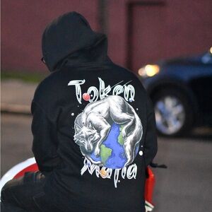 Black Graphic Hoodie - Token Over the World